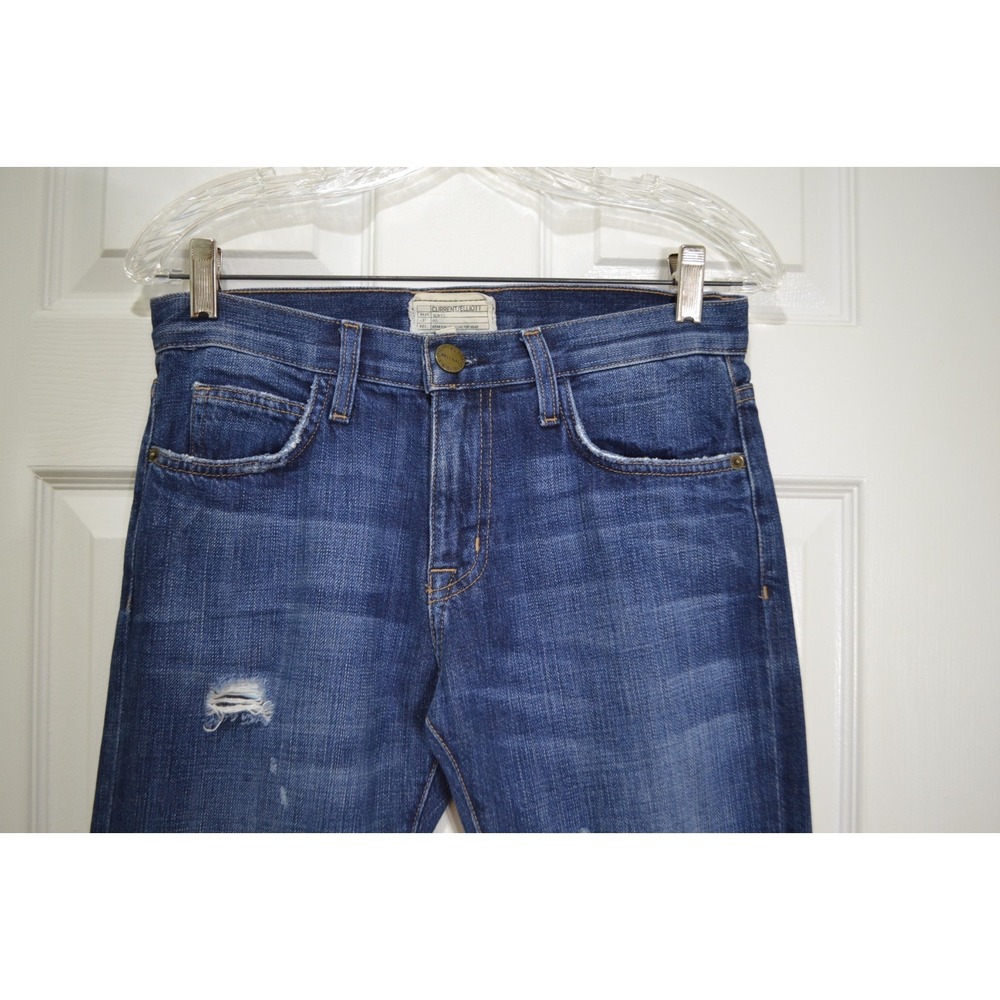 Current / Elliott 1957 The Boyfriend Blue Jeans, Distressed Style, Size 23 - Picture 3 of 9